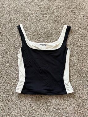 Princess Polly Black & White Contrast Square Neck Tank